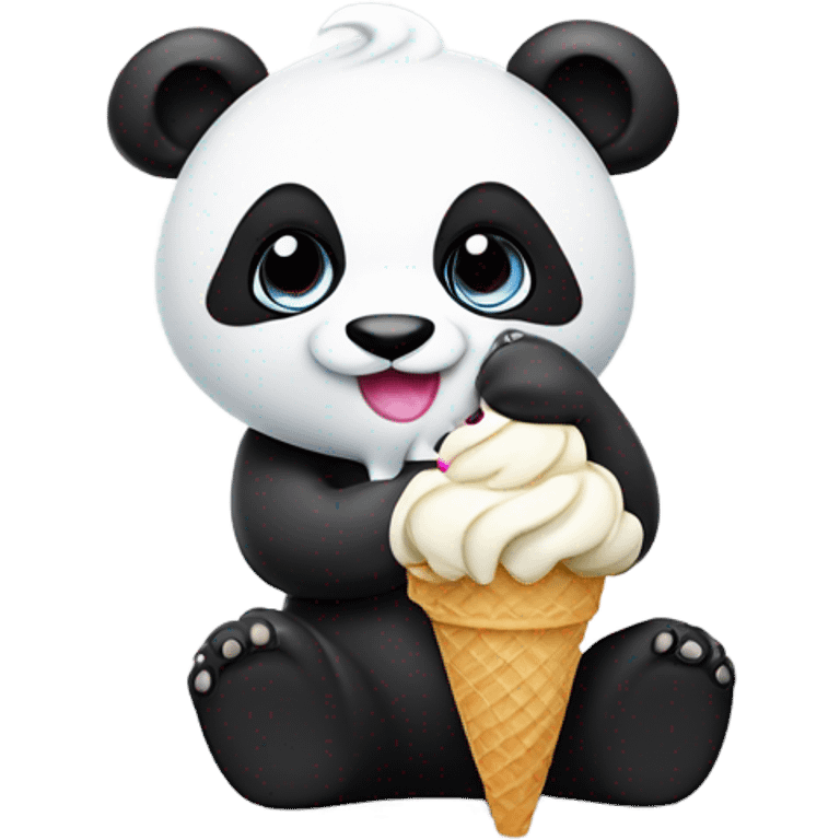 Panda eating ice cream emoji