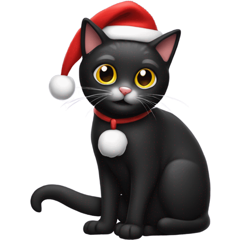 Black cat with Santa hat emoji