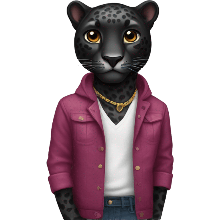 Black leopard in clothes emoji