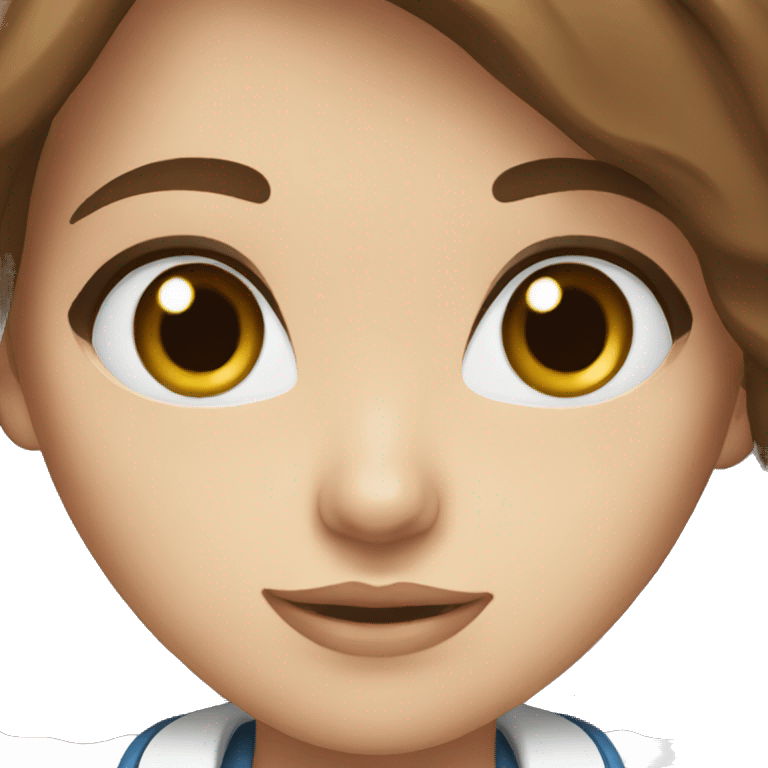 beautiful girl with brown hair blue eyes doctor emoji