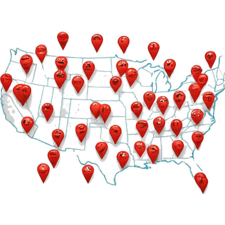 map with red pins emoji