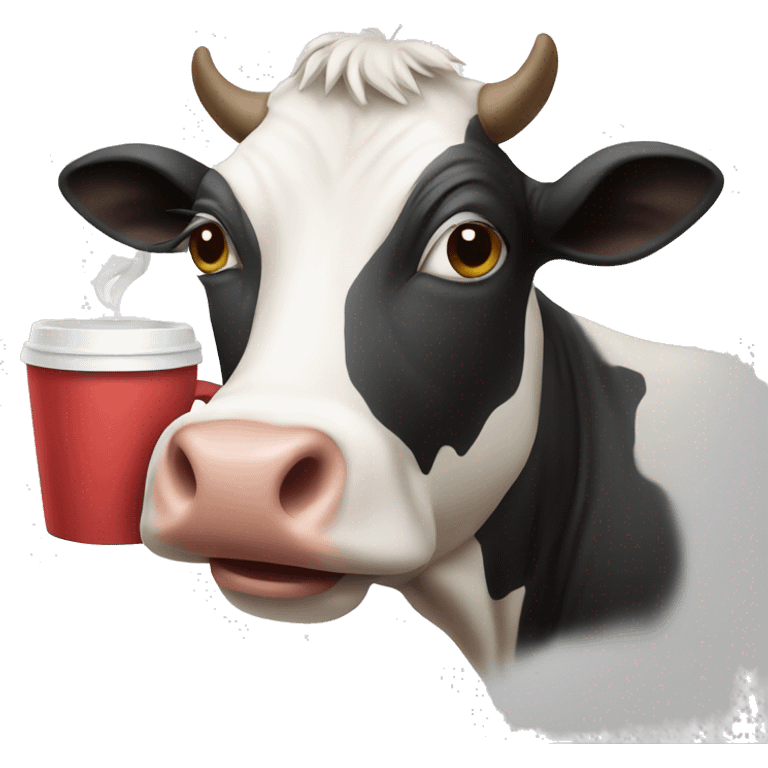 Cow sipping coffee  emoji