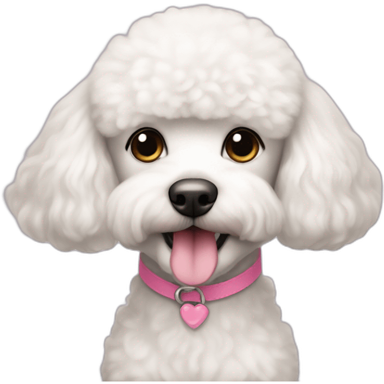 White poodle bichon with pink nose and straight hair emoji