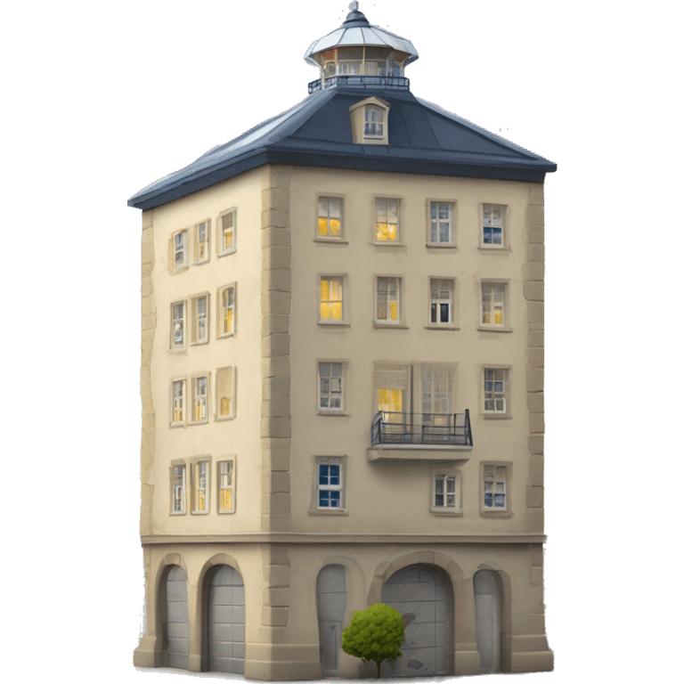 maison phare bâtiment carré avec tour au centre de la toiture emoji