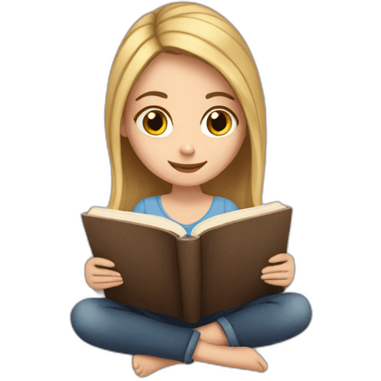 white girl reading a book emoji