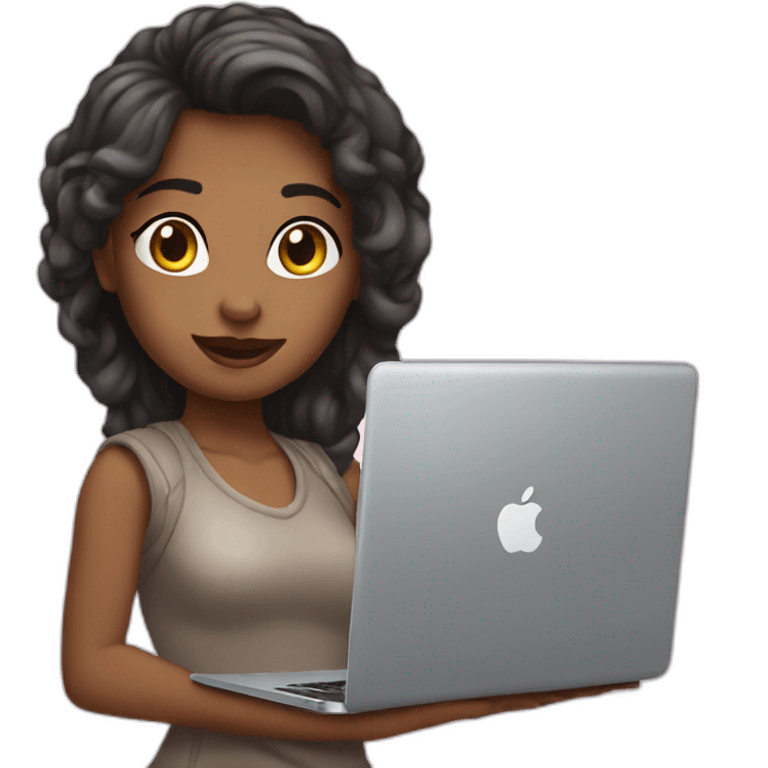 smm girl with mac book emoji