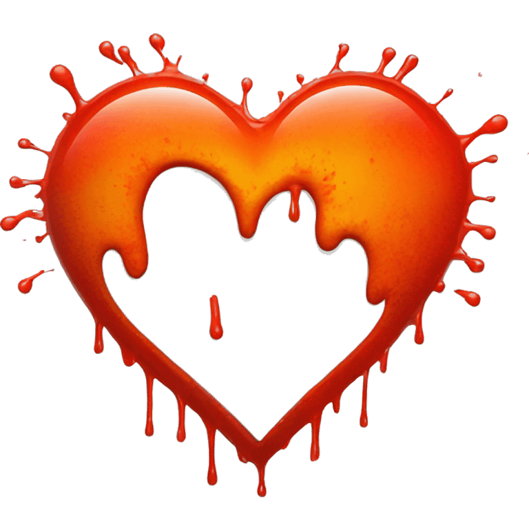 bleeding red heart glowing red-orange with splatter emoji