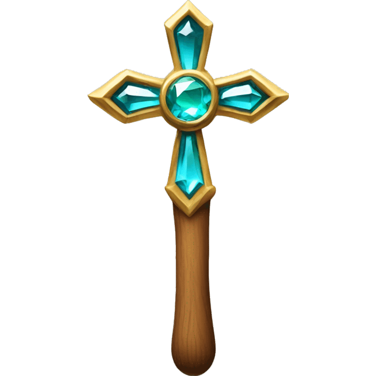 blessed staff topped with gem emoji