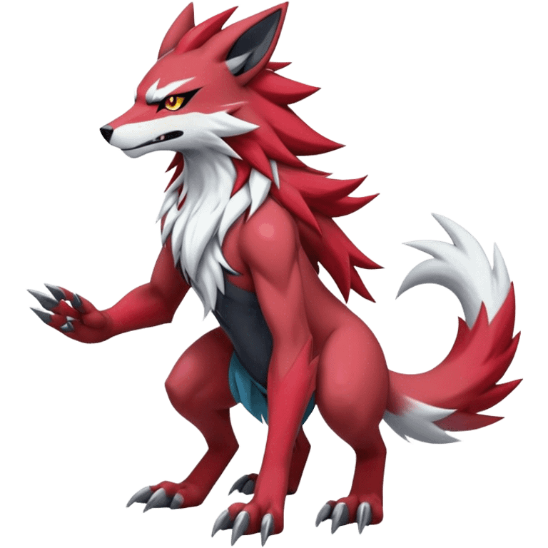  Cool Edgy Godly Digimon-Zoroark-Zeraora-Lycanroc-hybrid full body emoji