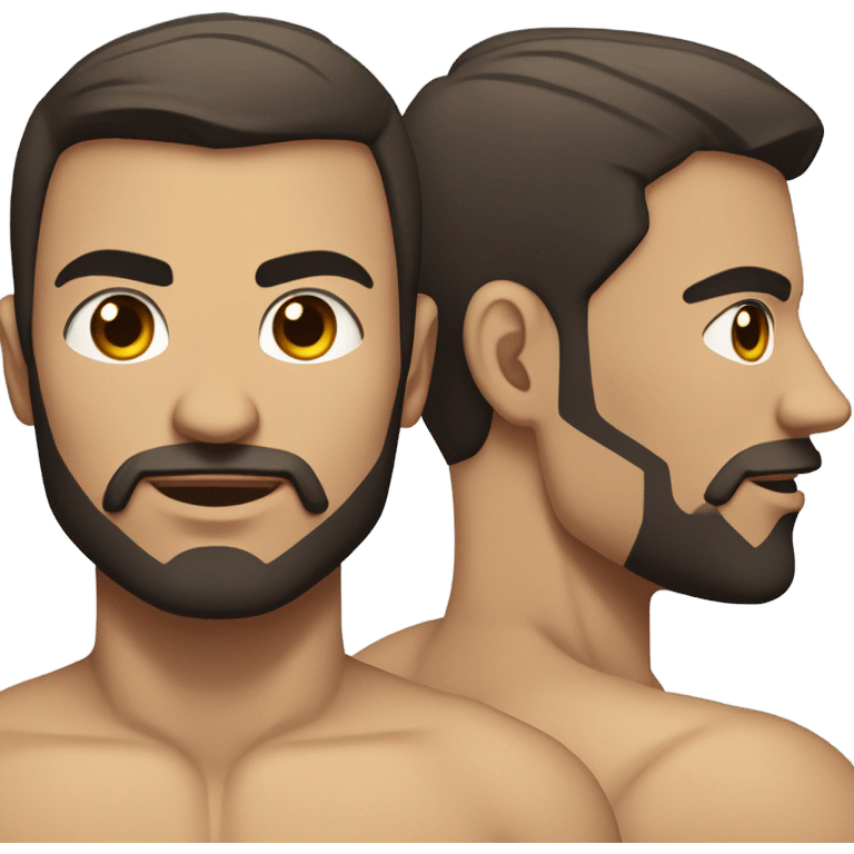 muscular man half the face a robot with short, dark hair and a neatly trimmed beard emoji