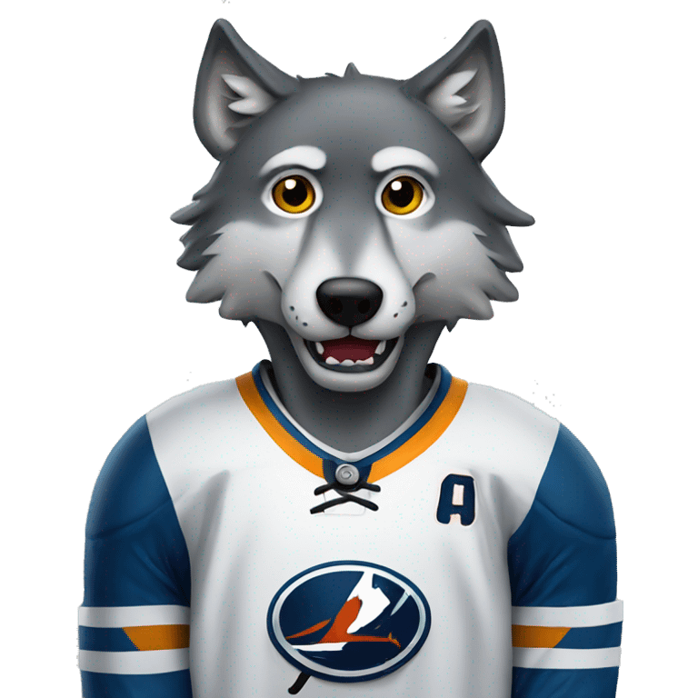 A wolf in hockey uniform emoji