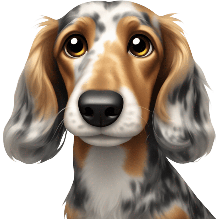 Long-haired marble dachshund emoji