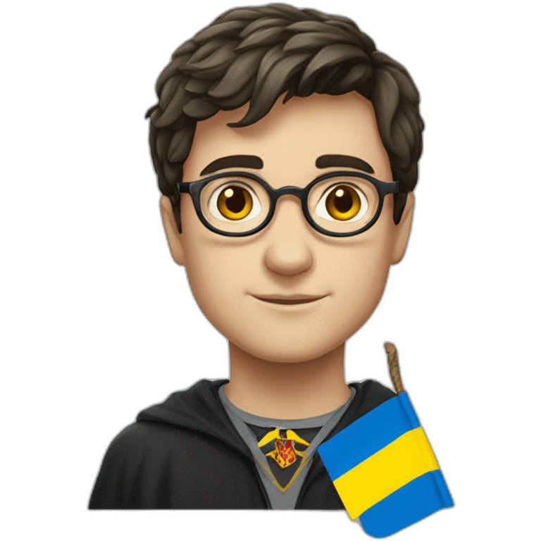 harry potter with ukrainian flag emoji