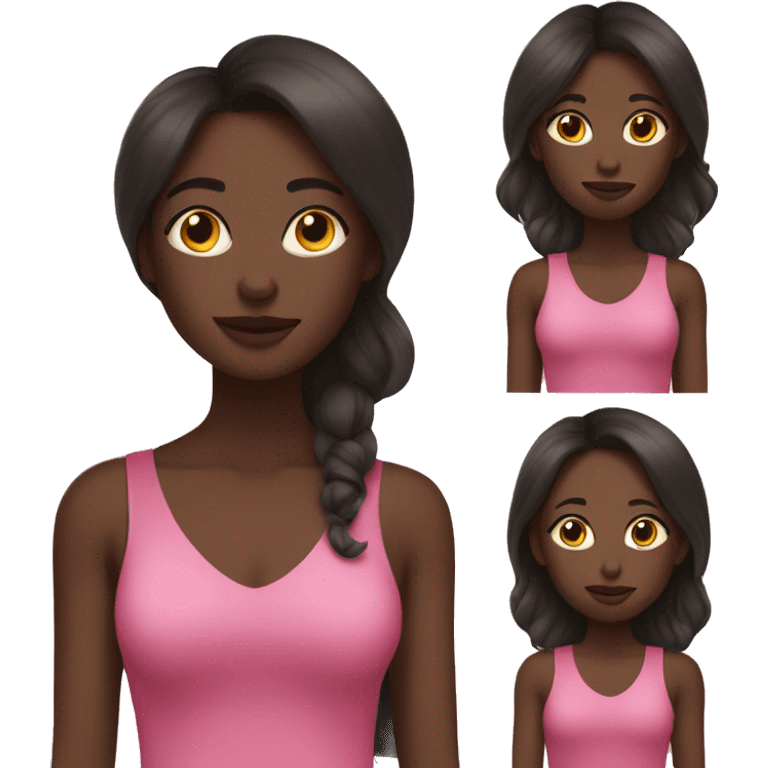 Dark skin Mom and daughter with long hair emoji