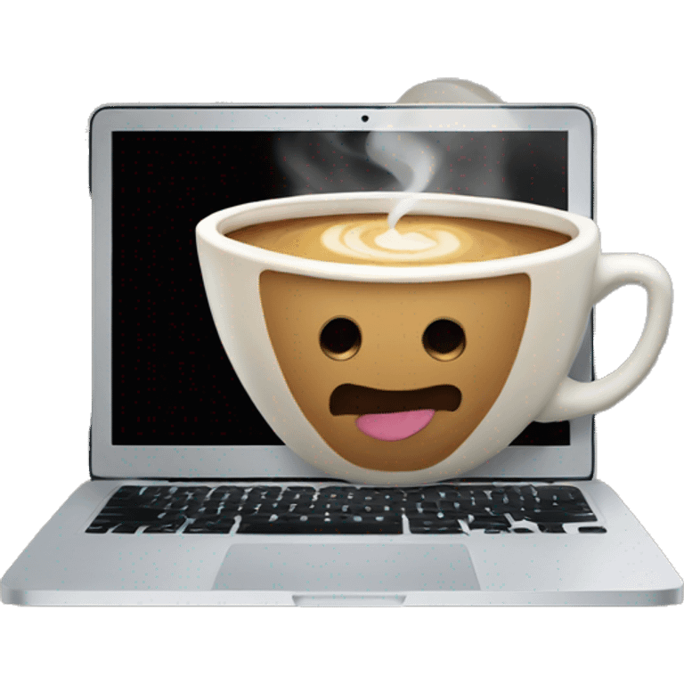 Macbook with a coffee emoji