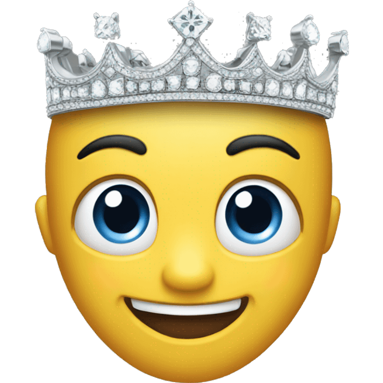 happy emoji with diamond crown emoji