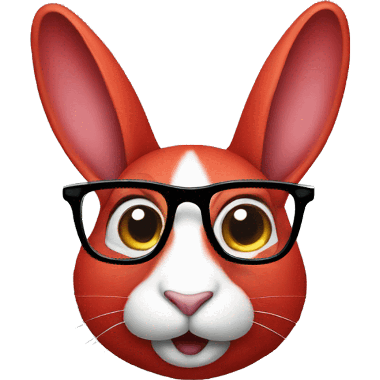 red rabbit wearing glasses emoji