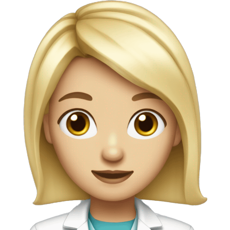 blonde girl with blue eyes and pixi bangs long hair doctor emoji