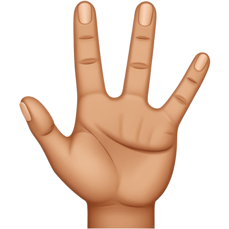 4 fingers up brown hand. Thumb tucked in emoji