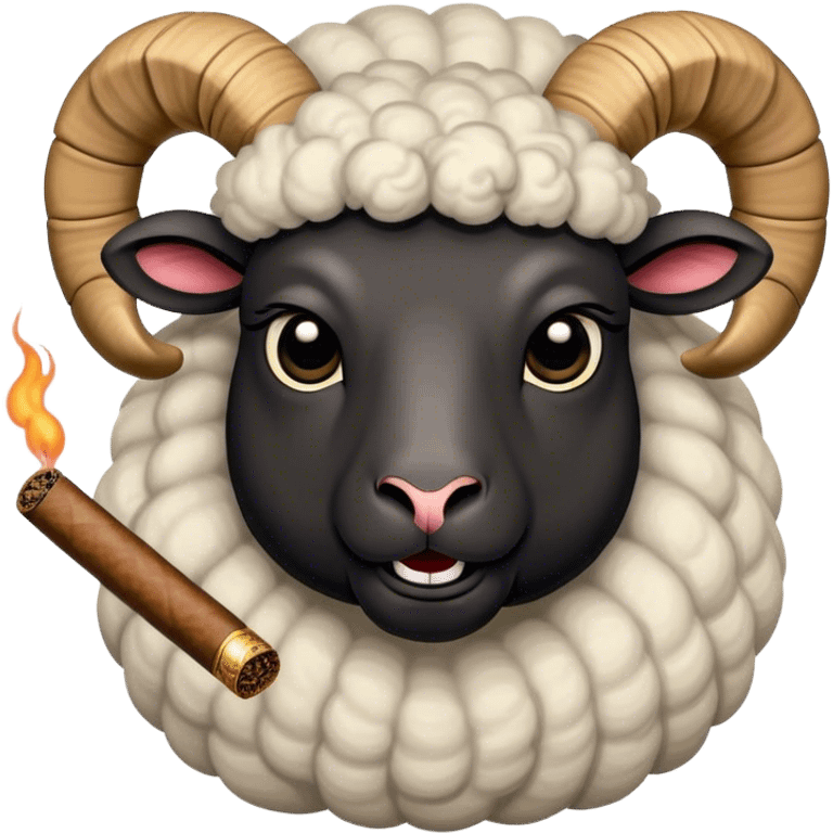 Black ram sheep with cigar emoji