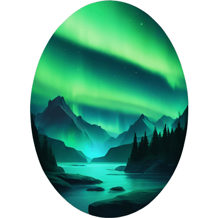 Green tone northern lights, aurora borealis emoji