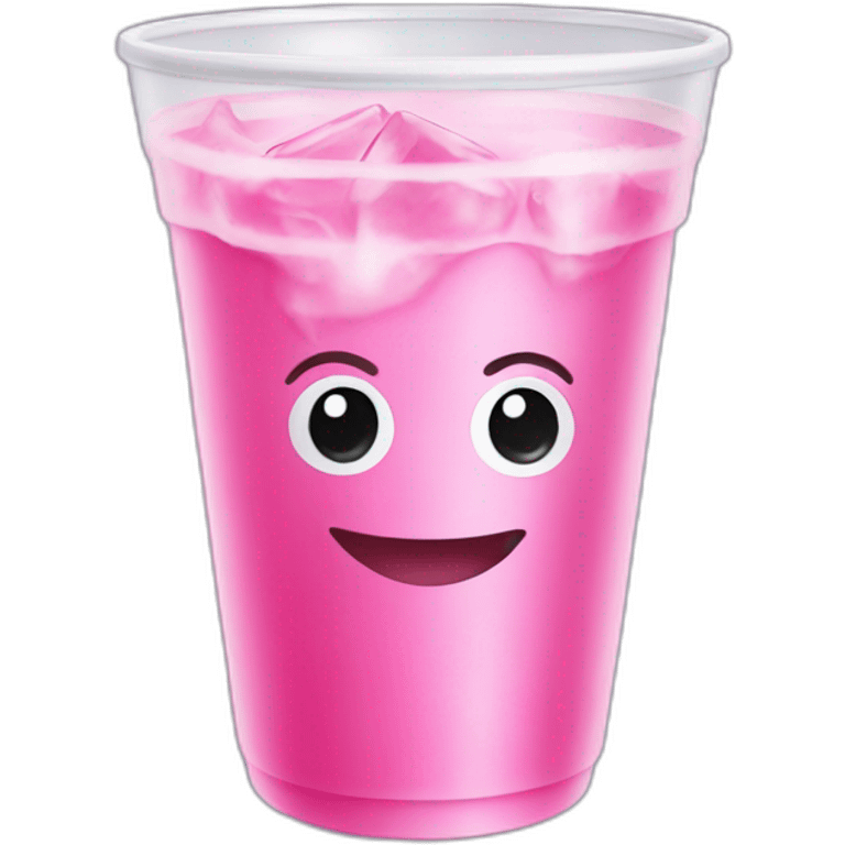 pink drink with ice cubes in a white plastic cup emoji