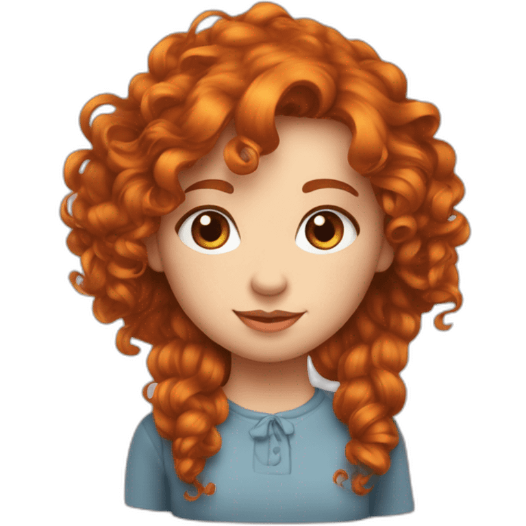 Fille rousse cheveux bouclés yeux bleus  emoji