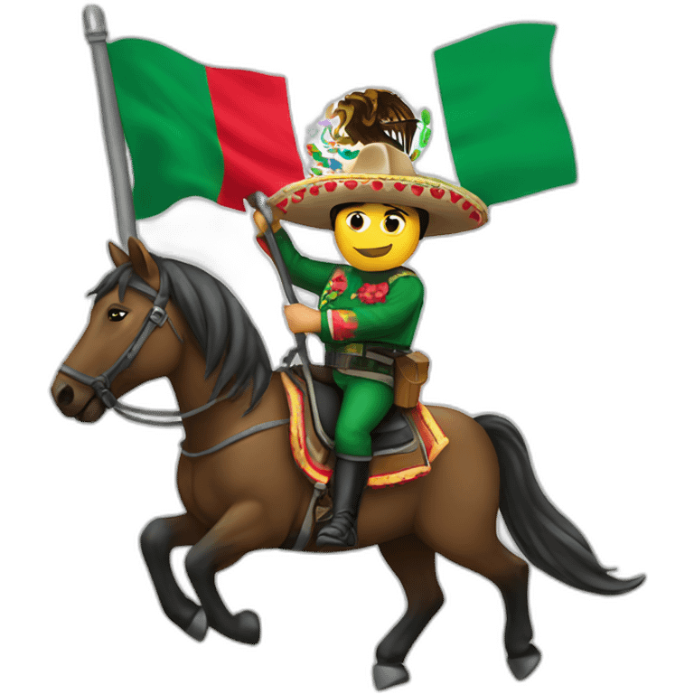 Mexican soldier on horse and flag emoji