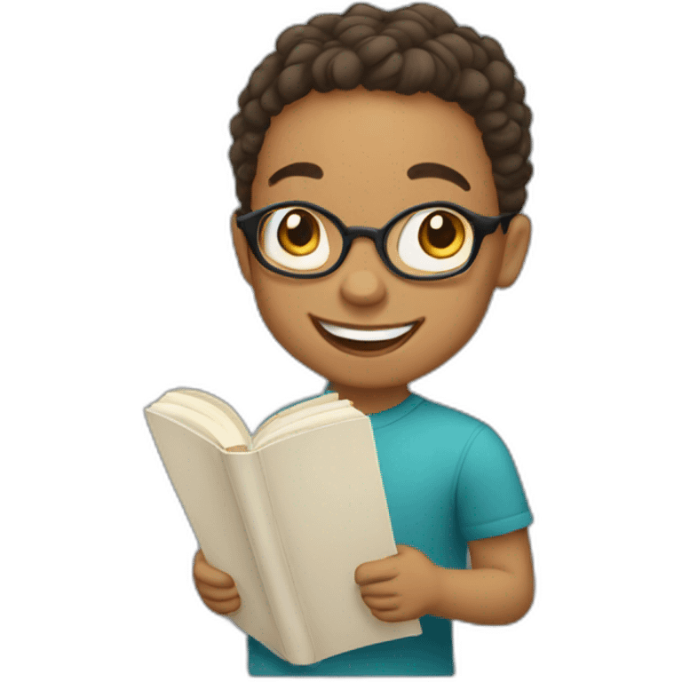 enthusiastic light-skinned child reader emoji