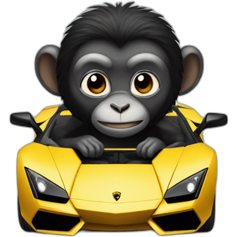 a black monkey sitting in a Lamborghini emoji