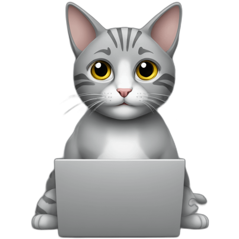 Programmer-gray-cat-with-laptop emoji