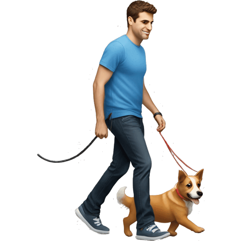 Brian Chesky walking a dog emoji