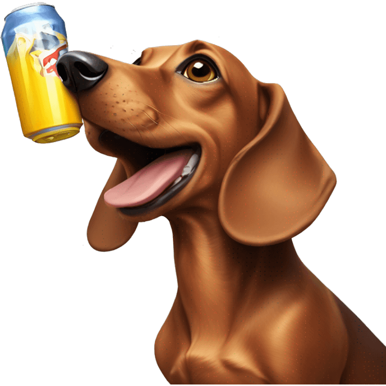 Dachshund drinking Energy Drinks  emoji