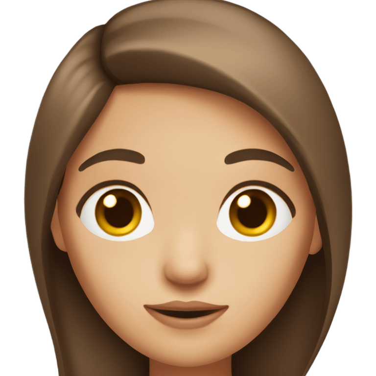 Girl with brown straight hair and brown eyes emoji