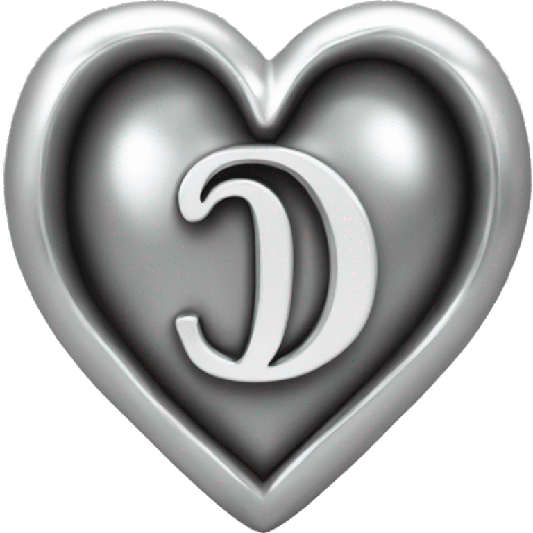 Silver heart with old English letter D in it ￼ emoji