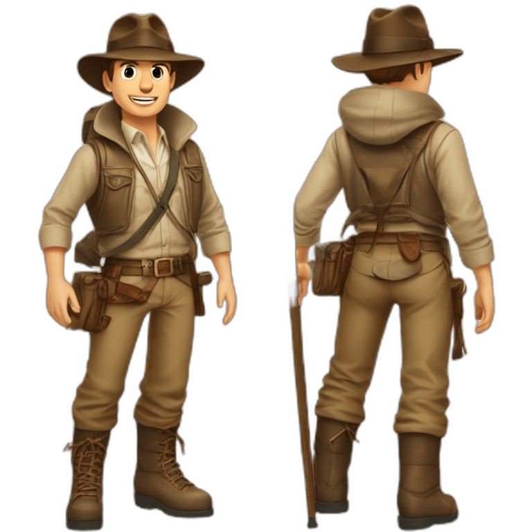 Indiana Jones qui fait du ski alpin emoji