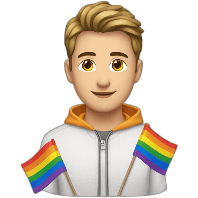 Drapeau LGBT tenu par un homme de 16 ans emoji