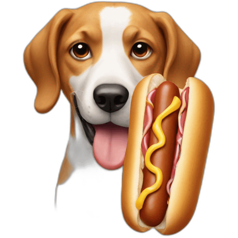 a dog eating a hot dog emoji