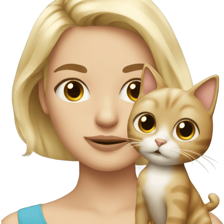 Blonde girl with Cat  emoji