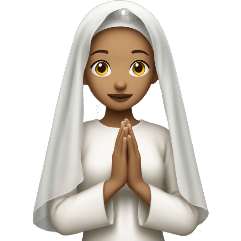 Light skin girl praying with white veil  emoji