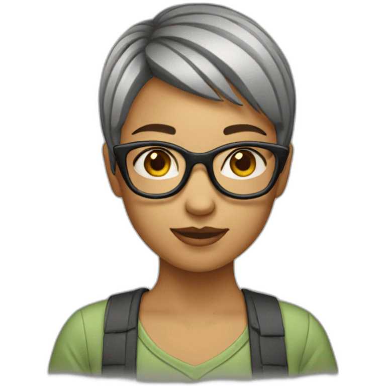 Girl-with-short-hair-with-glasses emoji