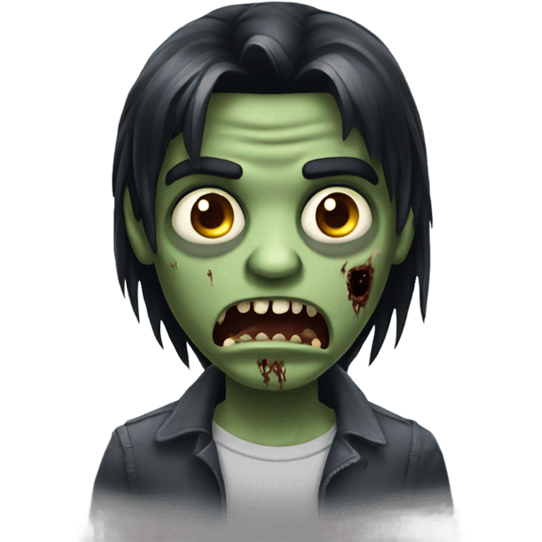 scary boy zombie with medium long dark hair emoji