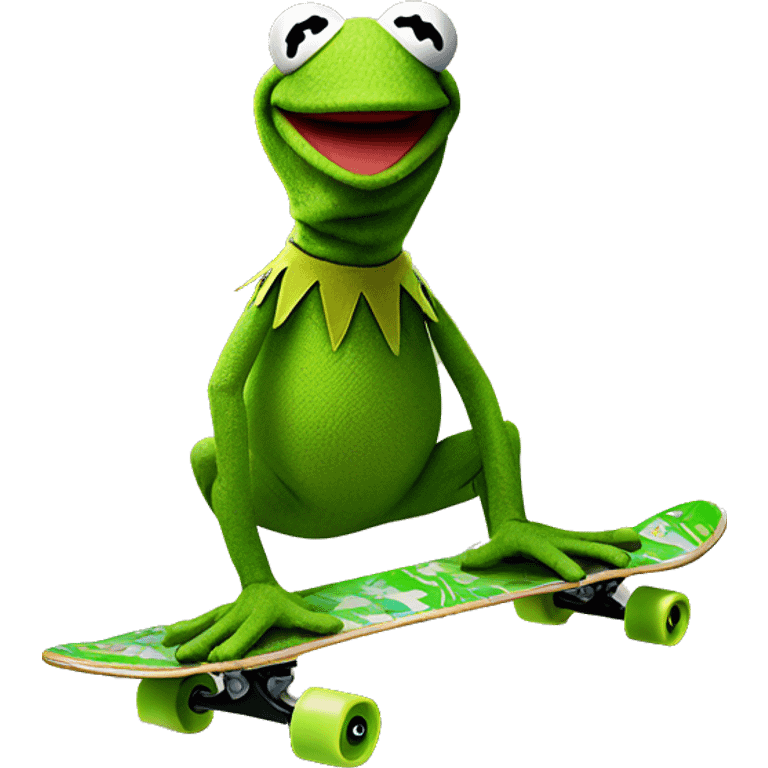 kermit the frog on a skateboard  emoji