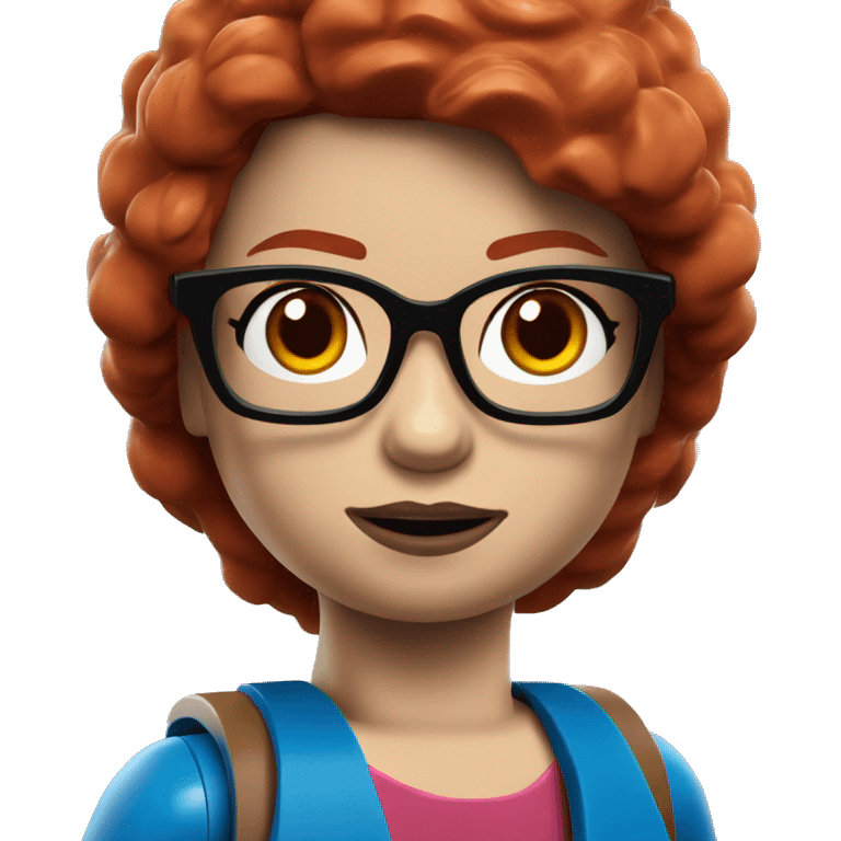 lego brick red hair girl blue eyes and glasses emoji