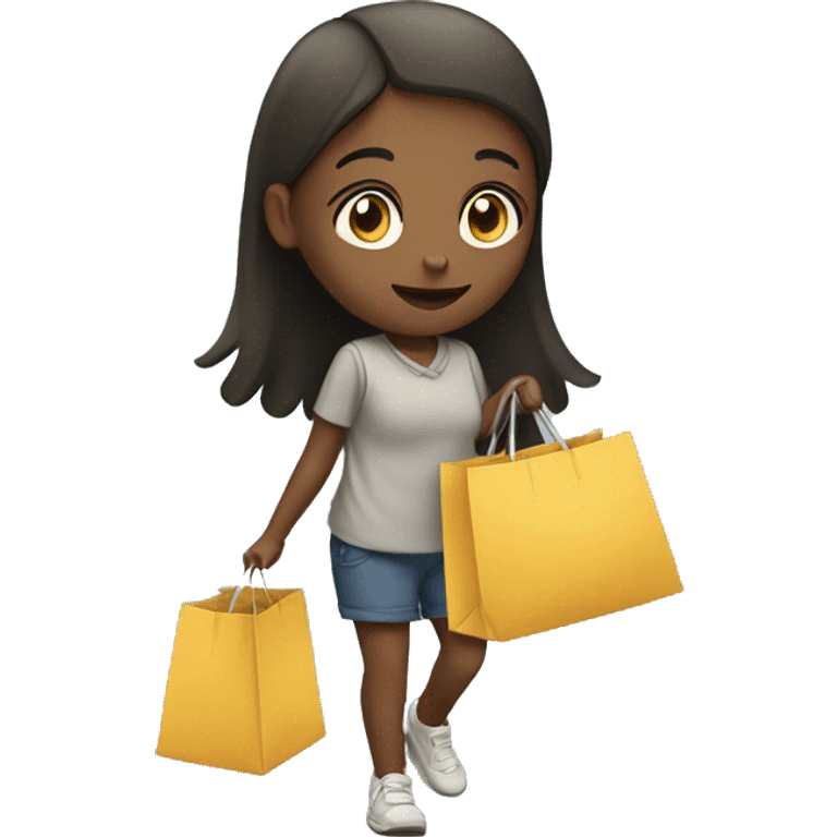 A girl walking the streets with a bags of shopping  emoji