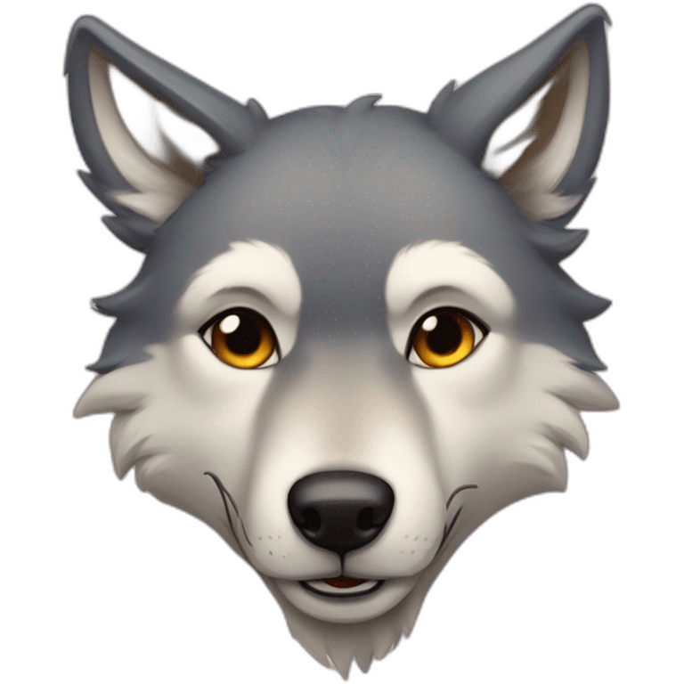 An anthropomorphic wolf in love rosy cheeks emoji