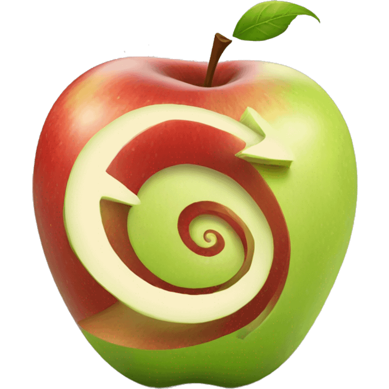 apple with spiral emoji