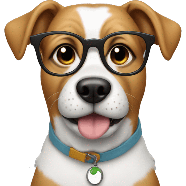 Dog wearing glasses emoji