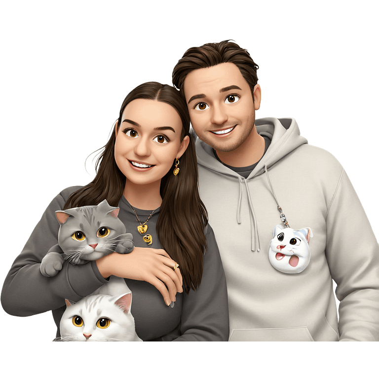 smiling couple with cat jewelry emoji