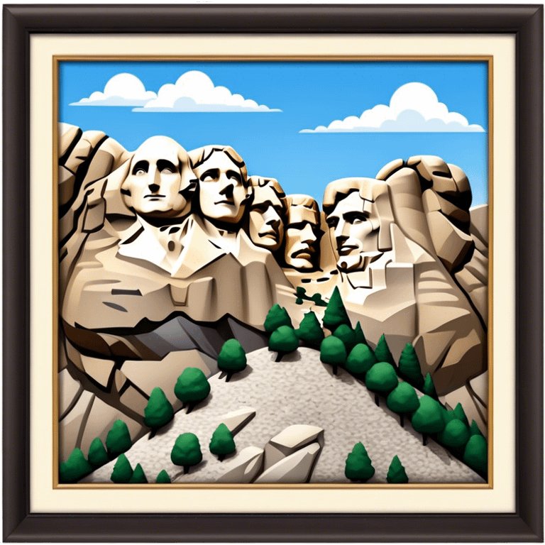 Mount Rushmore Landmark Emoji – Displaying the carved faces of four U.S. presidents in the granite mountainside. emoji